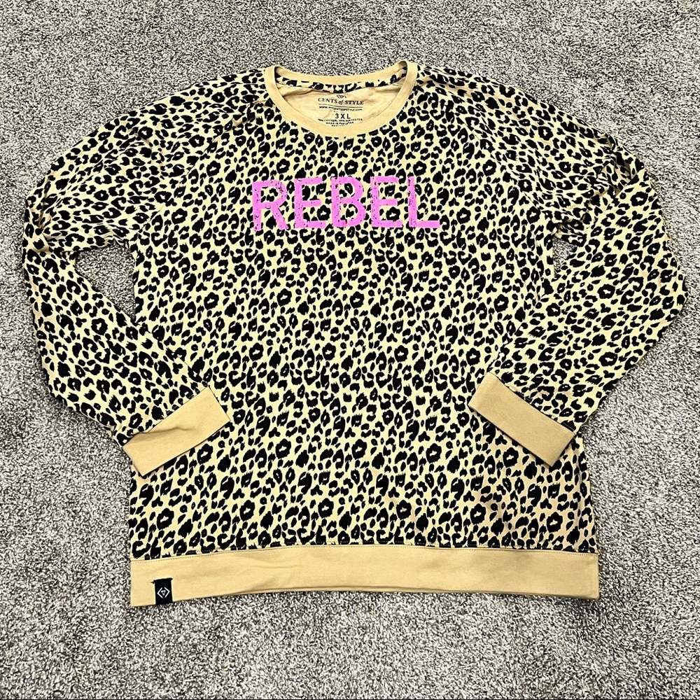 Never Worn Cheetah Print REBEL Shirt run small!